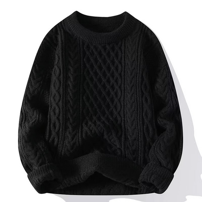 Męski Sweter o Luźnym Kroju ze Skręconą Fakturą