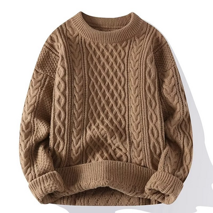 Męski Sweter o Luźnym Kroju ze Skręconą Fakturą