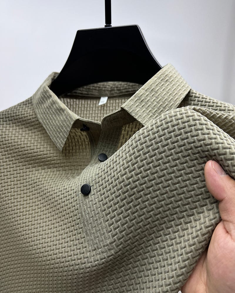Regularny T-Shirt Geometryczny Z Kołnierzykiem  Męski | Idealne na lato