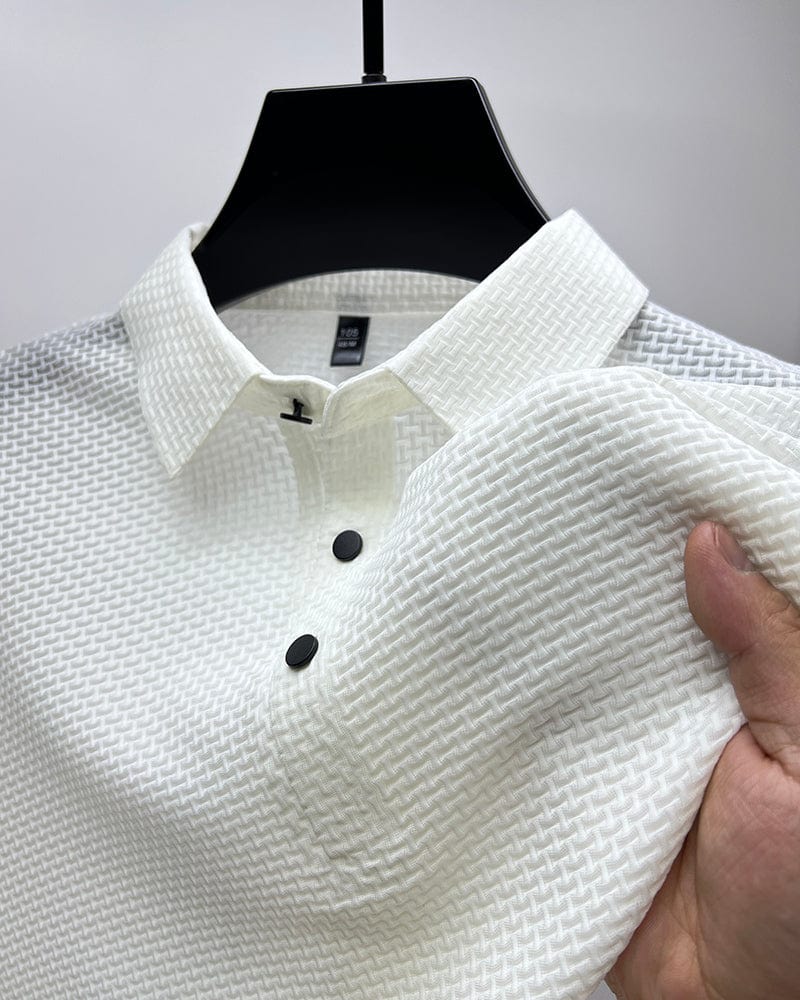 Regularny T-Shirt Geometryczny Z Kołnierzykiem  Męski | Idealne na lato