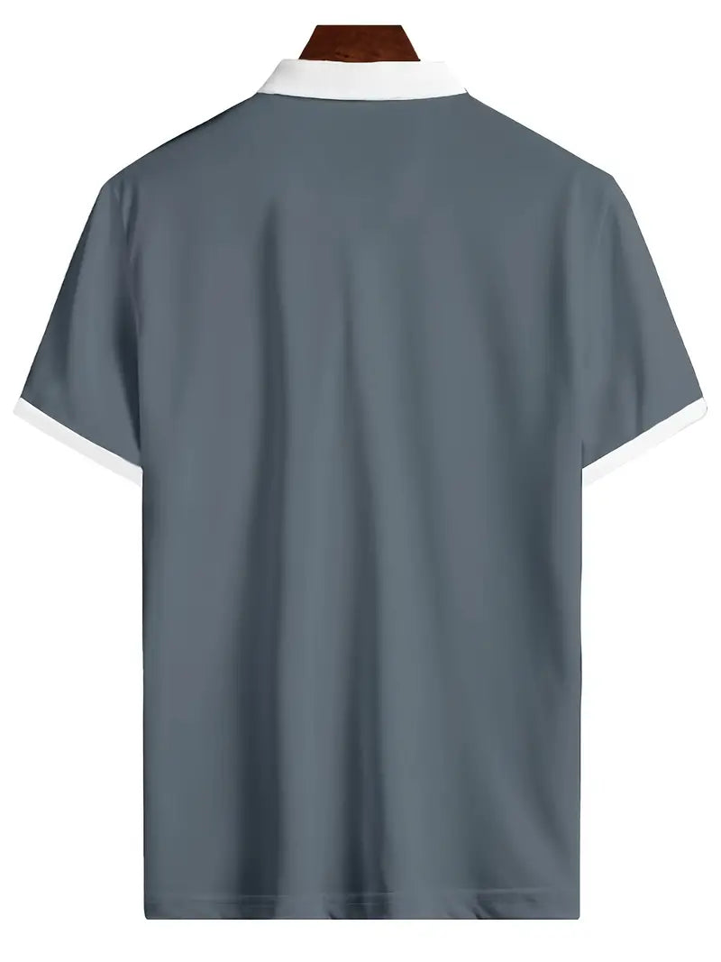 Męski Stylowy Poloshirt z Półzamkiem i Klasycznym Kołnierzykiem