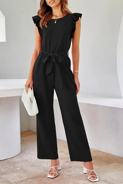 Variant image for Kobiecy Elegancki Jumpsuit z Pasem i Mouwloze Designem-1