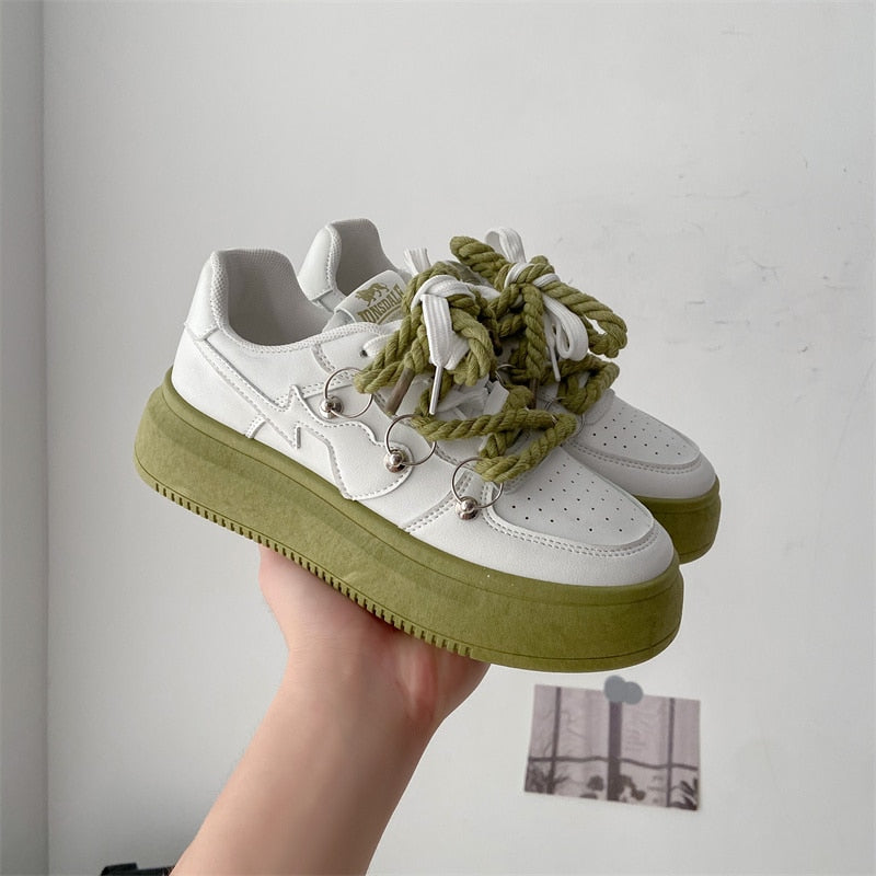 Damskie Stylowe Oddychające Sneakersy z Grubą Podeszwą na Platformie