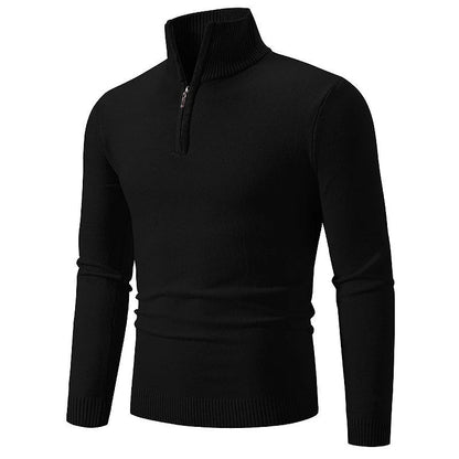 Casualowy Sweter Slim Fit z Elastycznym Kołnierzem i Zamek Czwartej Części Męski | Idealny na Jesień/Zimę