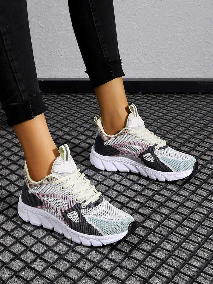 Kobiece Modne Oddychające Sneakersy z Sportową Podeszwą