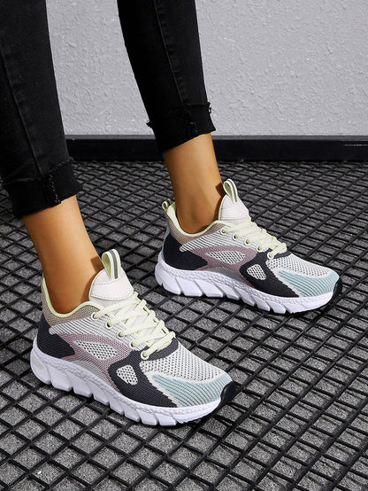 Kobiece Modne Oddychające Sneakersy z Sportową Podeszwą