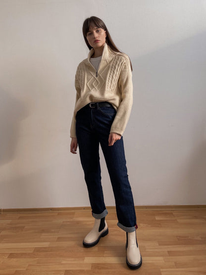 Damski Elegancki Akrylowy Sweter z Wysokim Kołnierzem dla Komfortu i Stylu