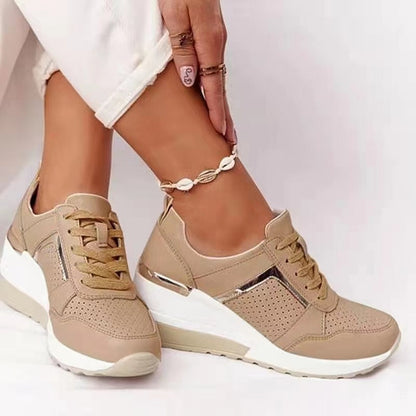 Variant image for Damskie Wygodne Tekstylne Sneakersy z Wykończeniem PU z Antypoślizgową Podeszwą-8