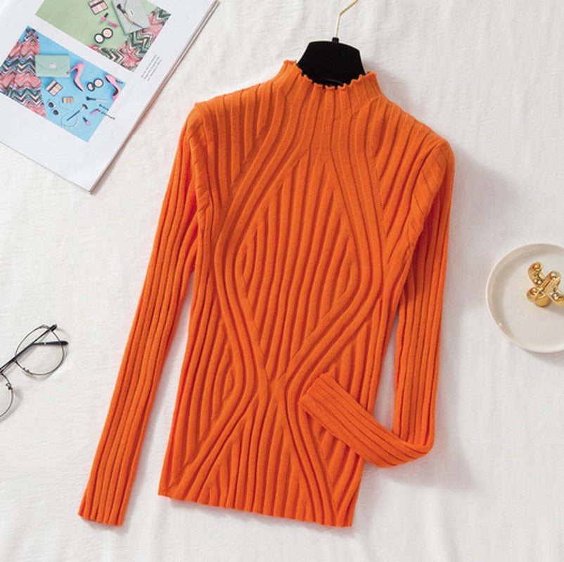 Sweter Damski Elegancki z Miękkiego Materiału z Długimi Rękawami