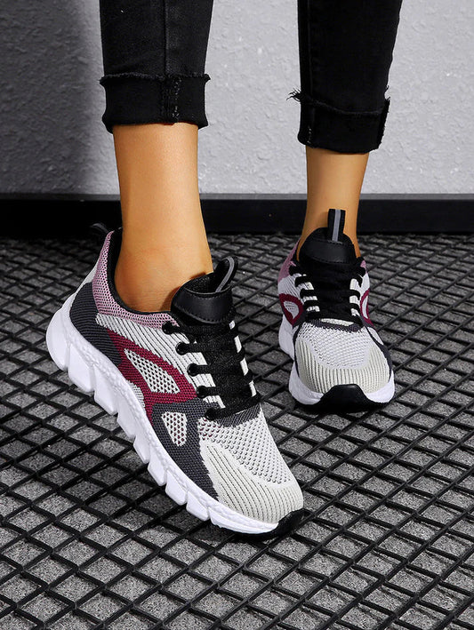 Kobiece Modne Oddychające Sneakersy z Sportową Podeszwą