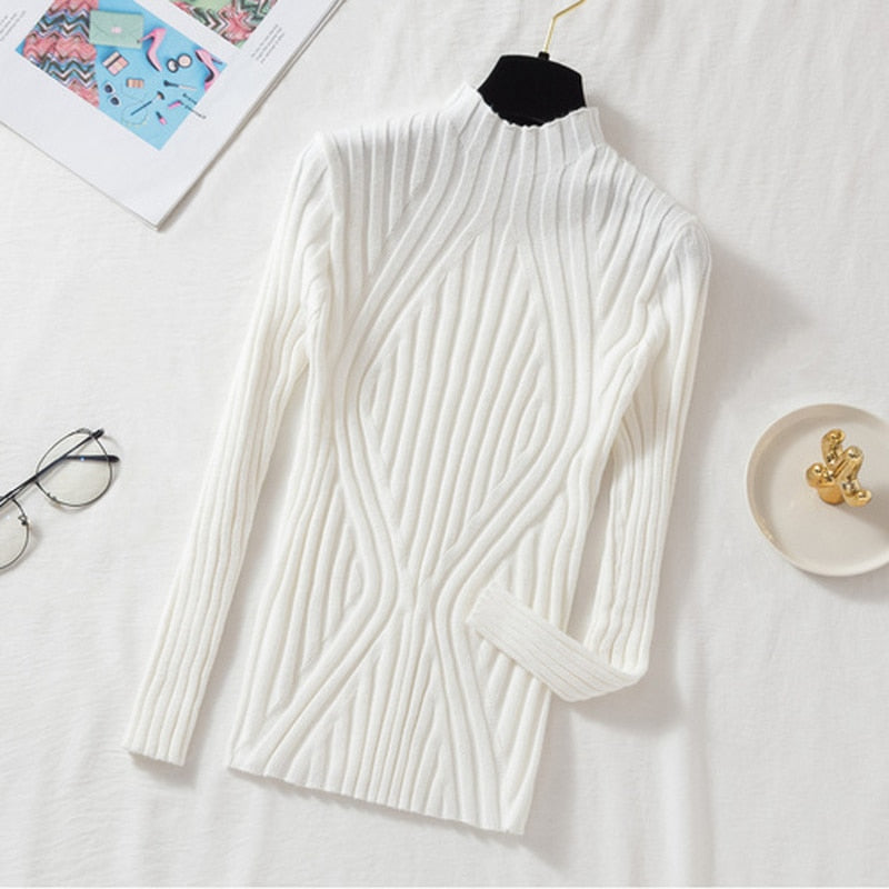 Sweter Damski Elegancki z Miękkiego Materiału z Długimi Rękawami
