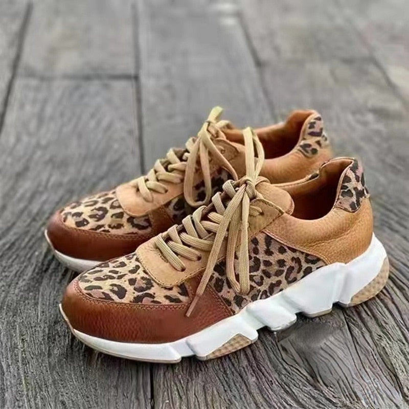 Damskie Modne Tekstylne Sneakersy z Amortyzowaną Podeszwą i Wzorem Zwierzęcym