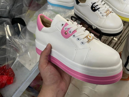 Damski Wygodne Syntetyczne Sneakersy z Wysoką Podeszwą z Amortyzacją