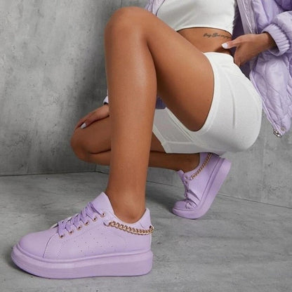 Sneakersy Damskie Stylowe Oddychające z Łańcuchem