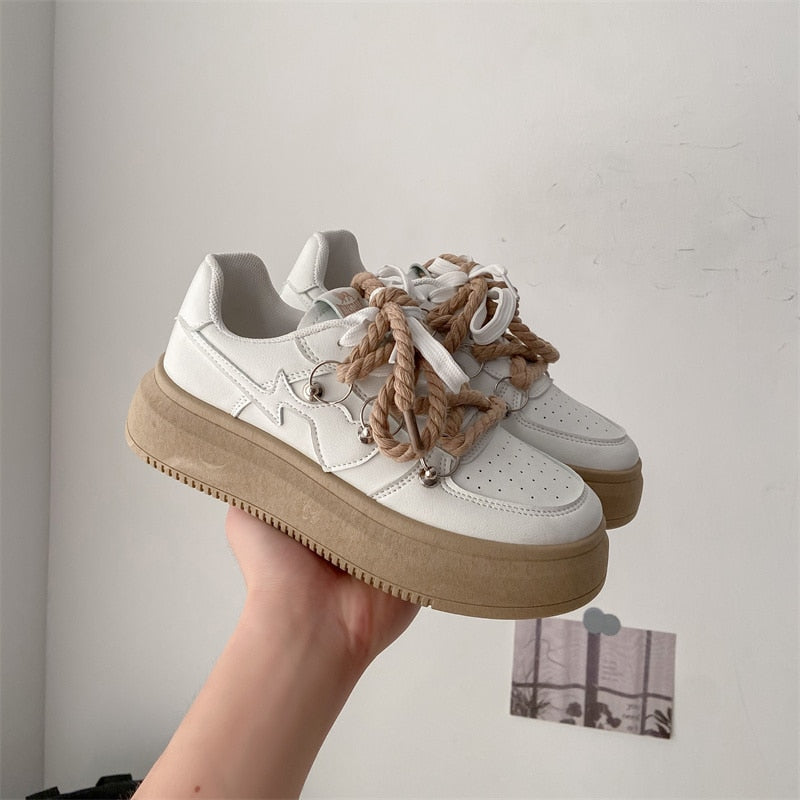 Damskie Stylowe Oddychające Sneakersy z Grubą Podeszwą na Platformie