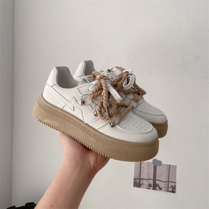 Damskie Stylowe Oddychające Sneakersy z Grubą Podeszwą na Platformie
