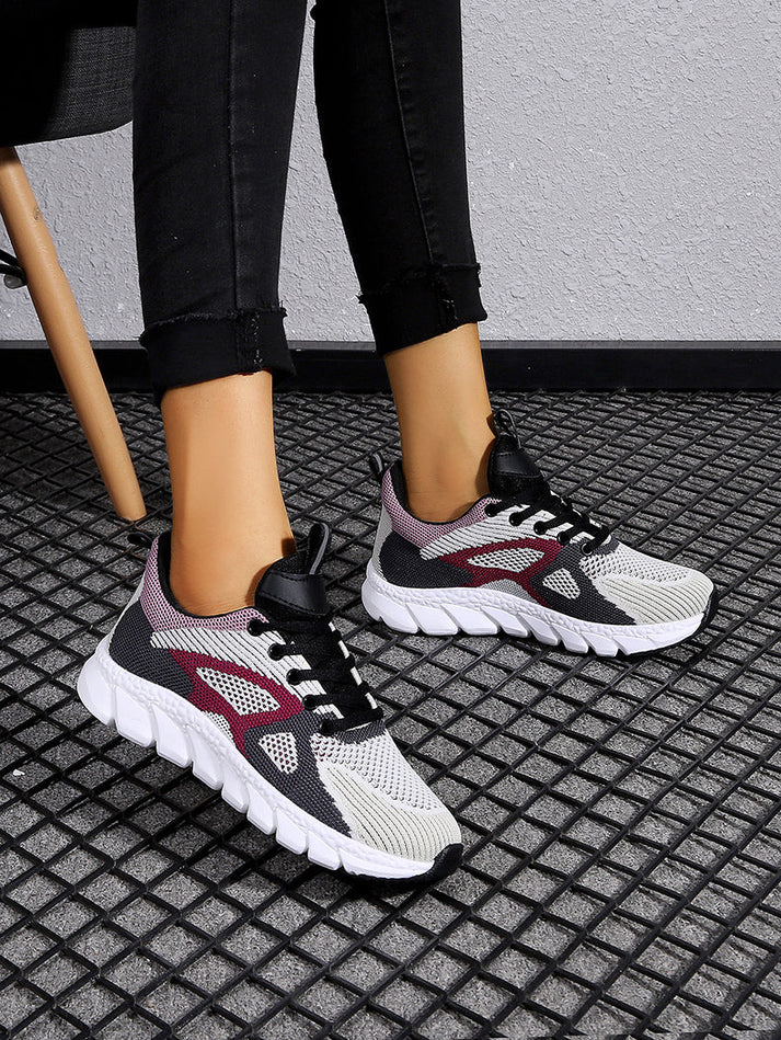 Kobiece Modne Oddychające Sneakersy z Sportową Podeszwą