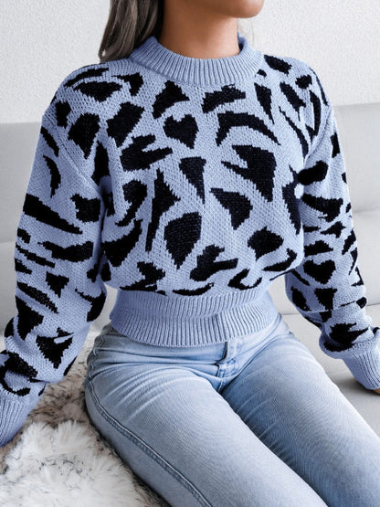 Damski Stylowy Akrylowy Sweter z Wzorem Jaguara z Dopasowanym Krojem