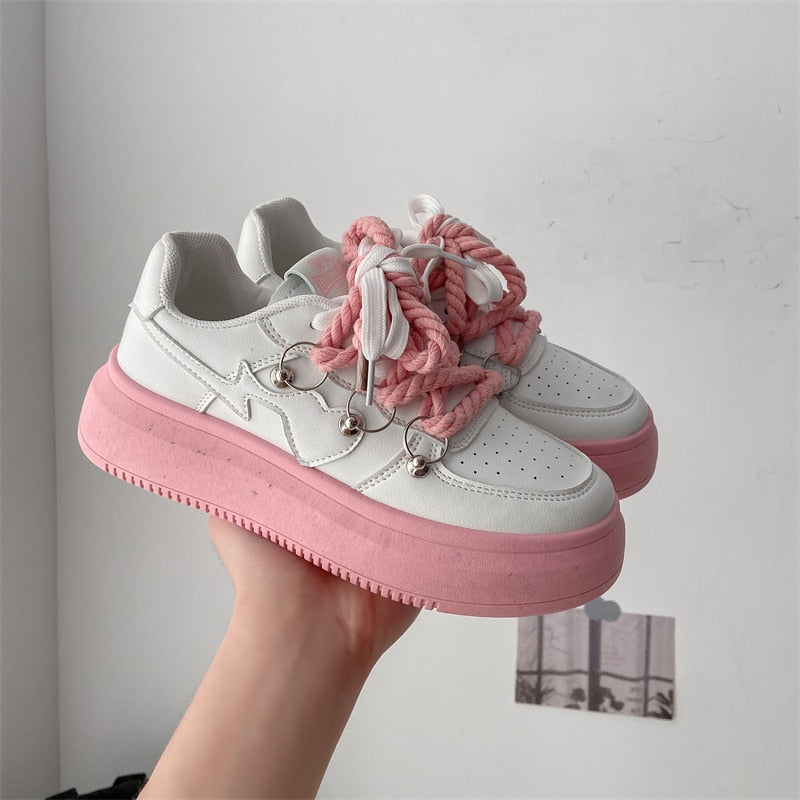Damskie Stylowe Oddychające Sneakersy z Grubą Podeszwą na Platformie