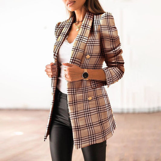 Kobiece Eleganckie Poliester Slim Blazer z Vintage Knapem