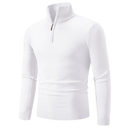 Casualowy Sweter Slim Fit z Elastycznym Kołnierzem i Zamek Czwartej Części Męski | Idealny na Jesień/Zimę