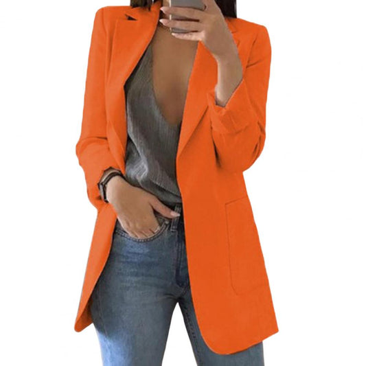 Damski Elegancki Wysokiej Jakości Blazer Slim Fit z Długimi Rękawami