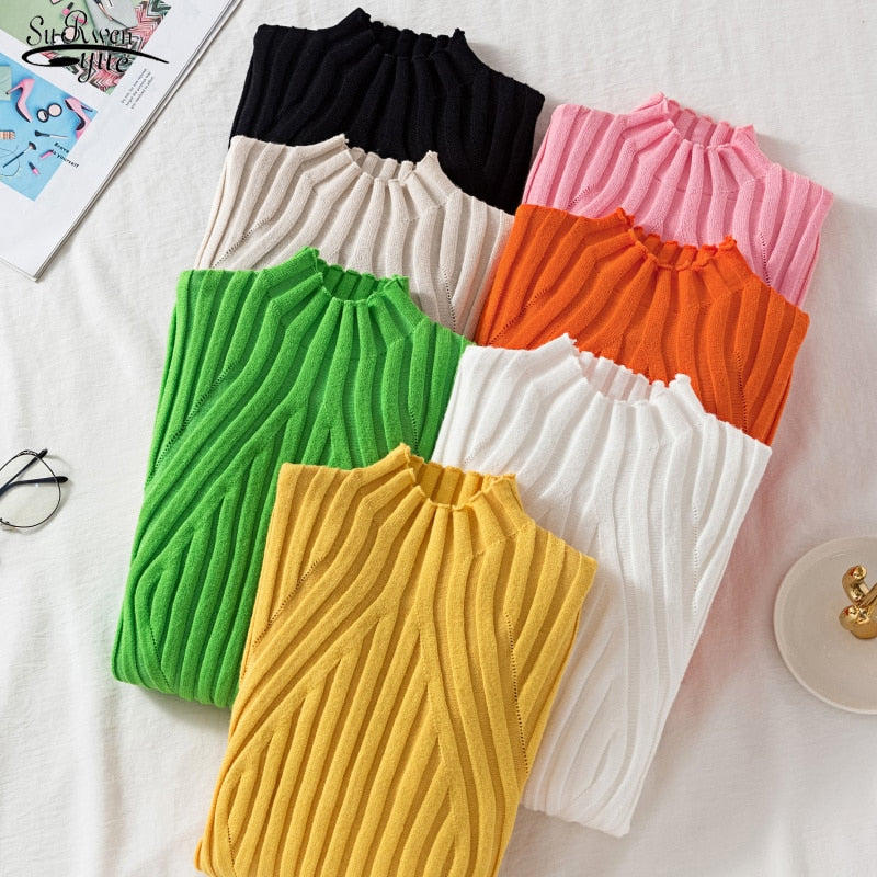 Sweter Damski Elegancki z Miękkiego Materiału z Długimi Rękawami