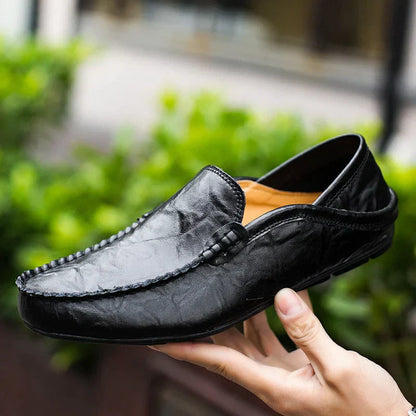 Męskie Eleganckie Skórzane Loafersy z Ergonomicznym Wkładem