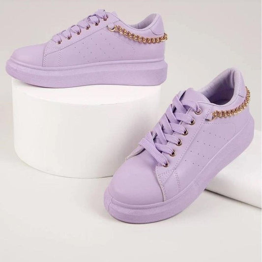 Sneakersy Damskie Stylowe Oddychające z Łańcuchem