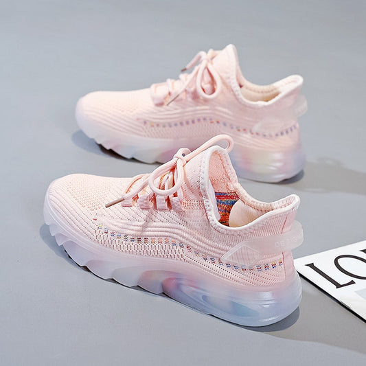 Damskie Wygodne Tekstylne Sneakersy z Wysoką Cholewką i Grubą Podeszwą