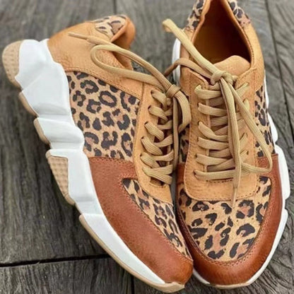 Damskie Modne Tekstylne Sneakersy z Amortyzowaną Podeszwą i Wzorem Zwierzęcym