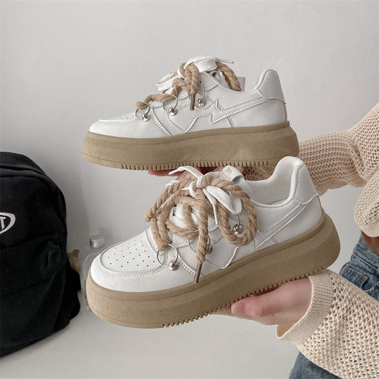Damskie Stylowe Oddychające Sneakersy z Grubą Podeszwą na Platformie