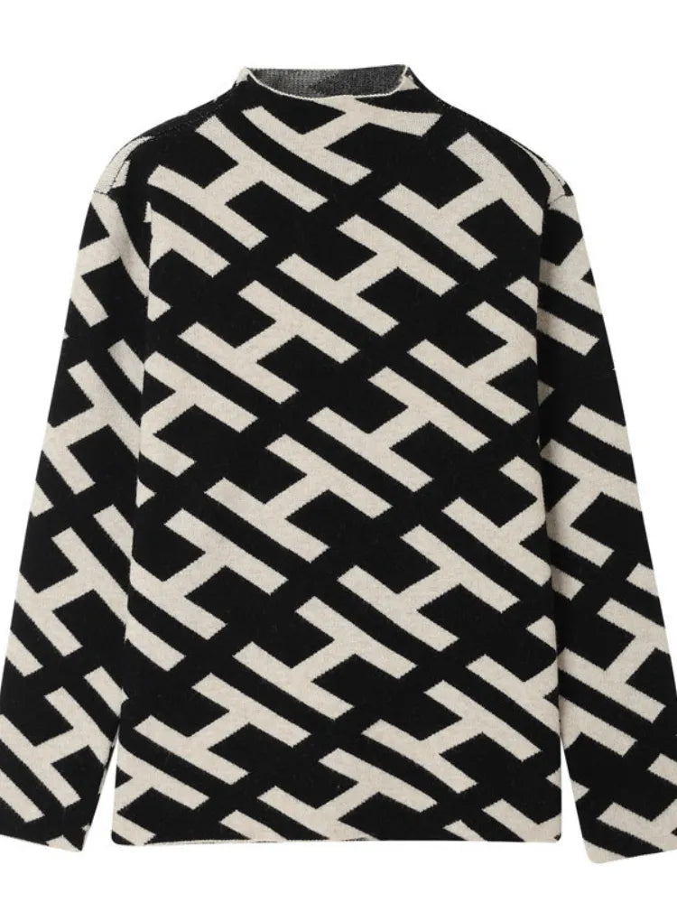 Damski Stylowy Gruby Sweter z Miękkiego Materiału z Uniwersalnym Dopasowaniem