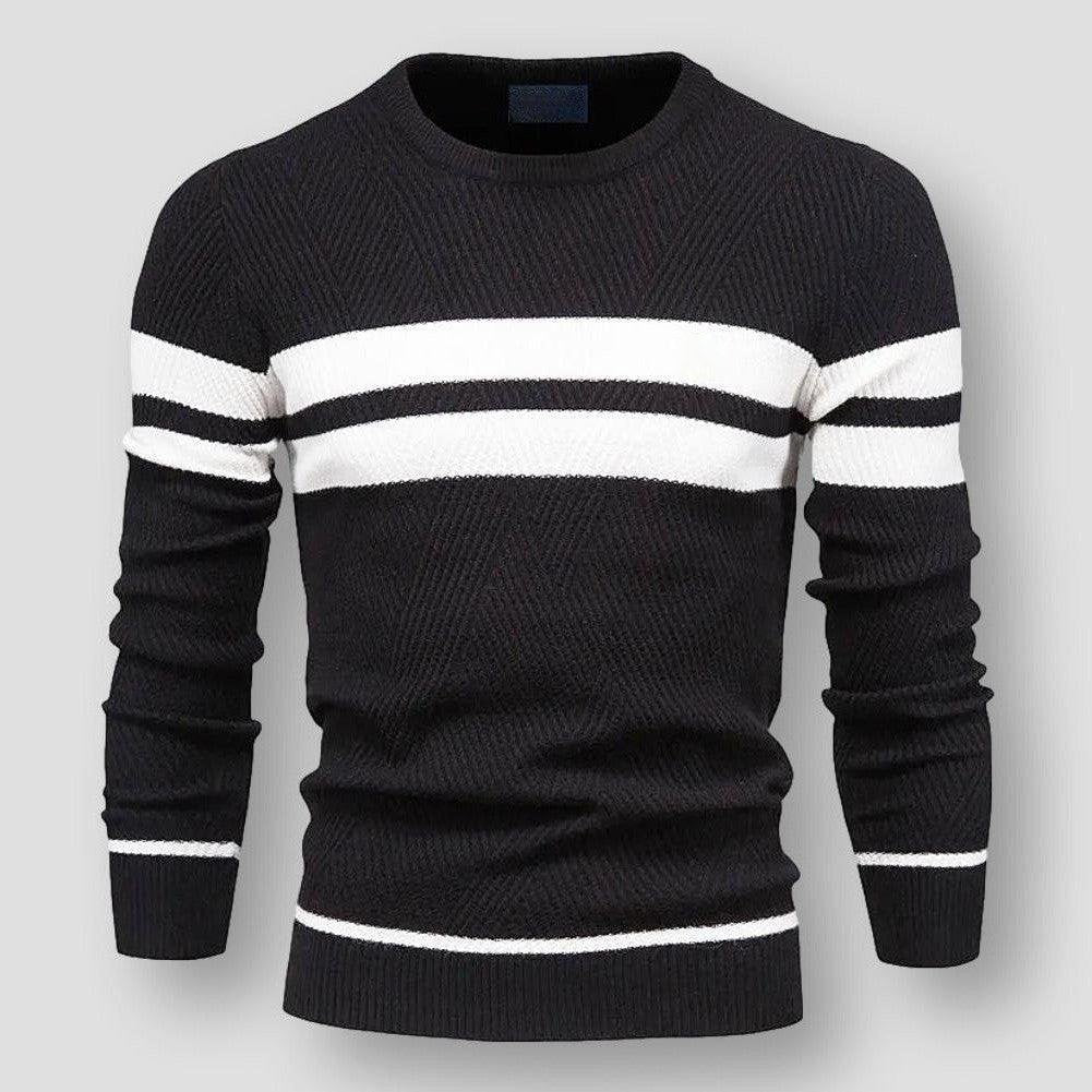 Modny Sweter Dzianinowy w Paski Męski | Idealny na Jesień/Zimę
