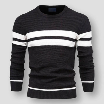 Modny Sweter Dzianinowy w Paski Męski | Idealny na Jesień/Zimę