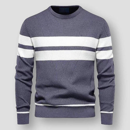 Modny Sweter Dzianinowy w Paski Męski | Idealny na Jesień/Zimę