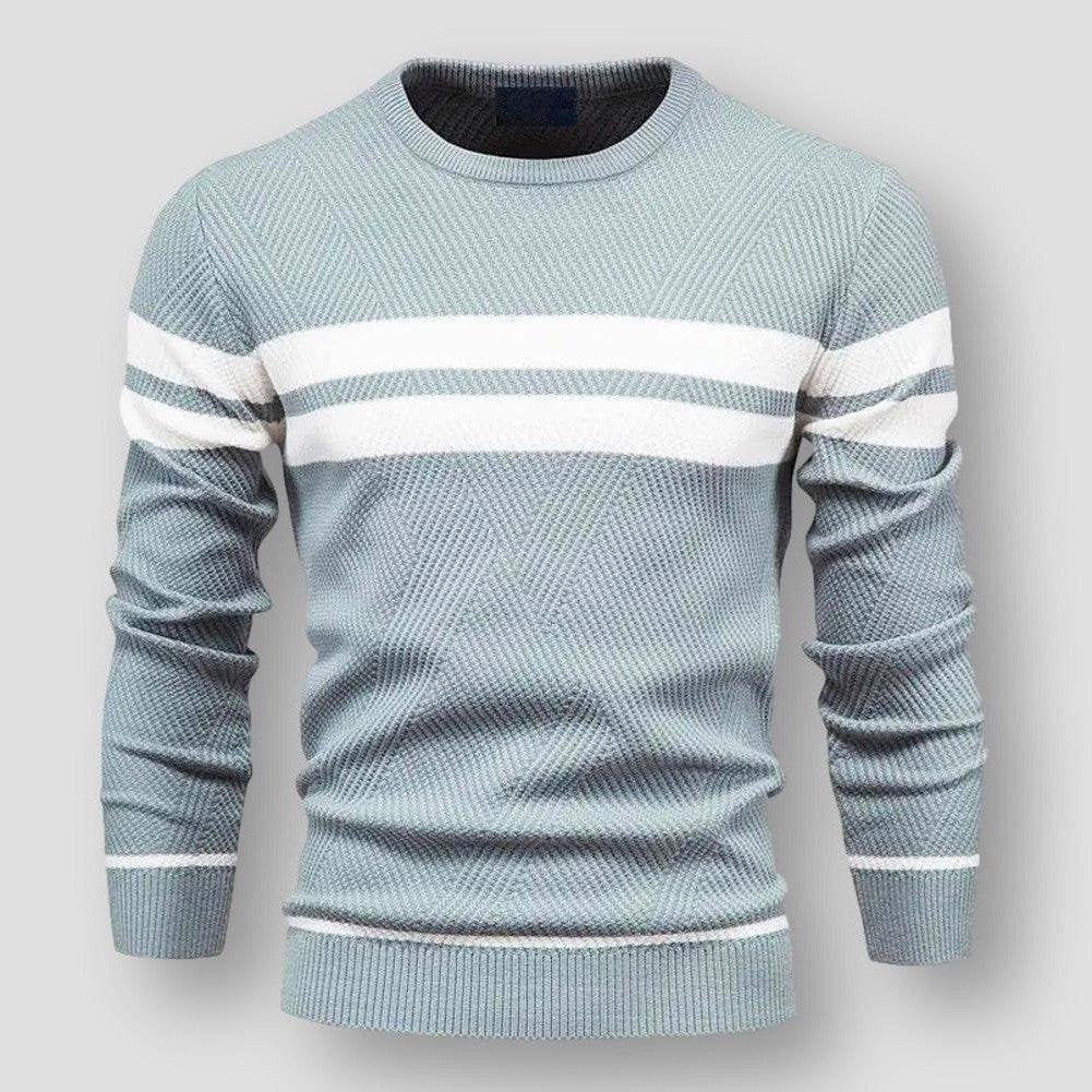 Modny Sweter Dzianinowy w Paski Męski | Idealny na Jesień/Zimę