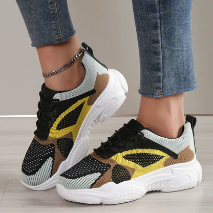 Kobiece Modne Oddychające Sneakersy z Sportową Podeszwą