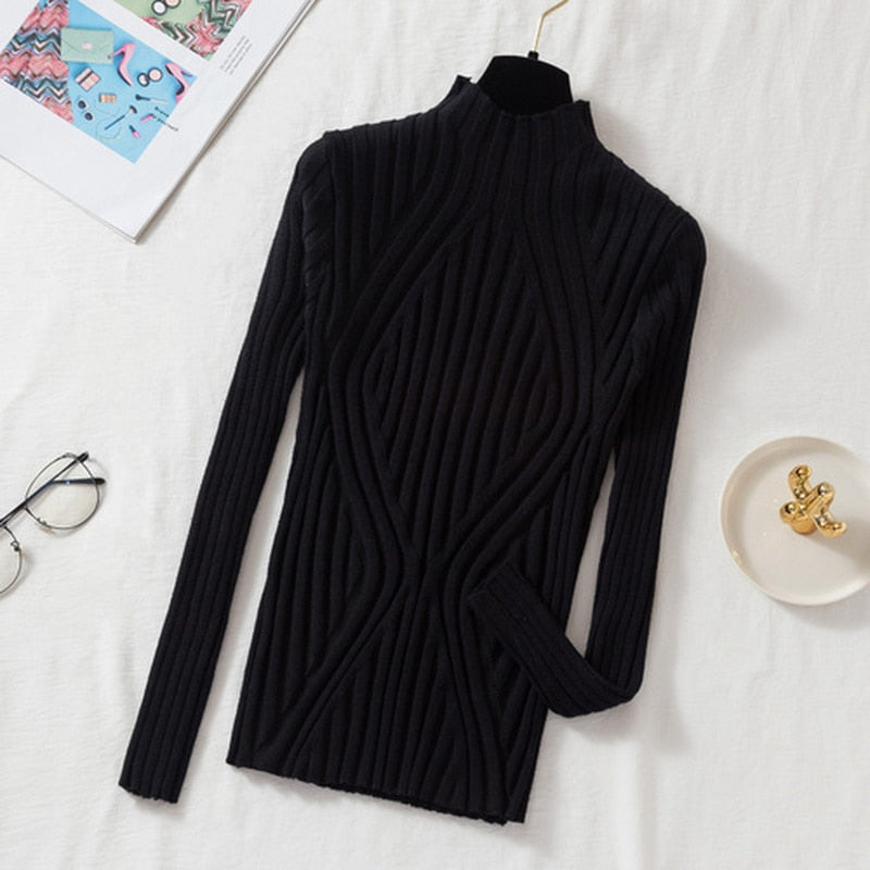 Sweter Damski Elegancki z Miękkiego Materiału z Długimi Rękawami