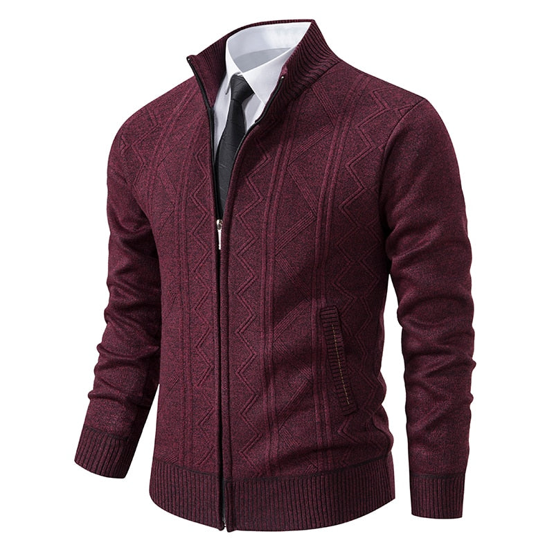 Elegancki Sweter z Zamkiem i Wzorem Męski | Idealny na Jesień/Zimę