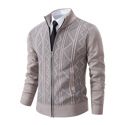 Elegancki Sweter z Zamkiem i Wzorem Męski | Idealny na Jesień/Zimę