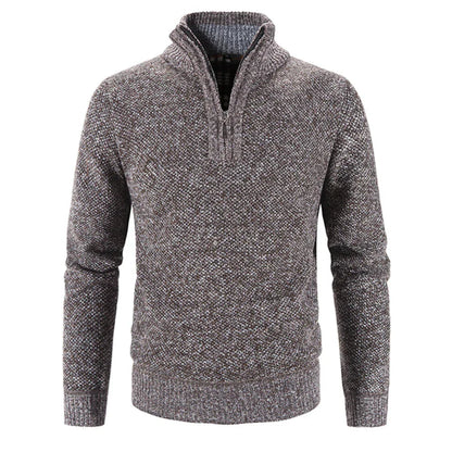 Vintage Gruby Sweter z Kołnierzem Z Zamekiem, Stojący Męski | Idealny na Jesień/Zimę