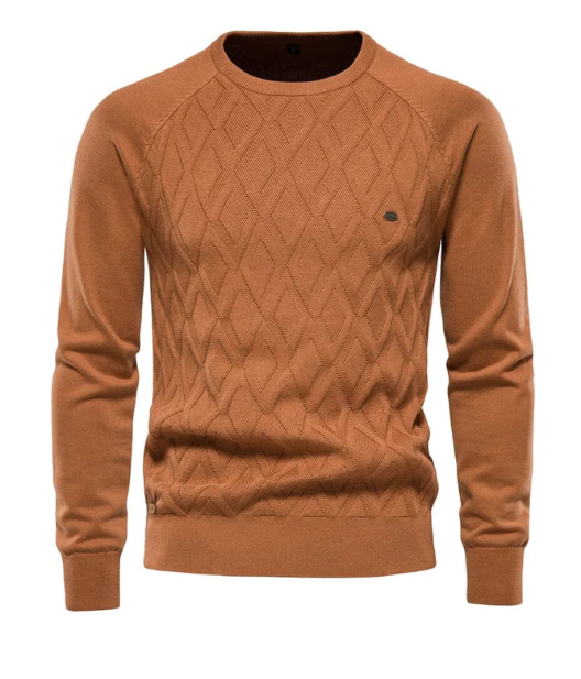 Męski Stylowy Bawełniany Sweter Slim-Fit z Długim Rękawem
