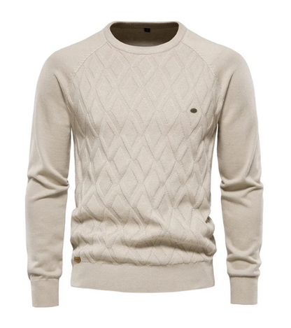 Męski Stylowy Bawełniany Sweter Slim-Fit z Długim Rękawem