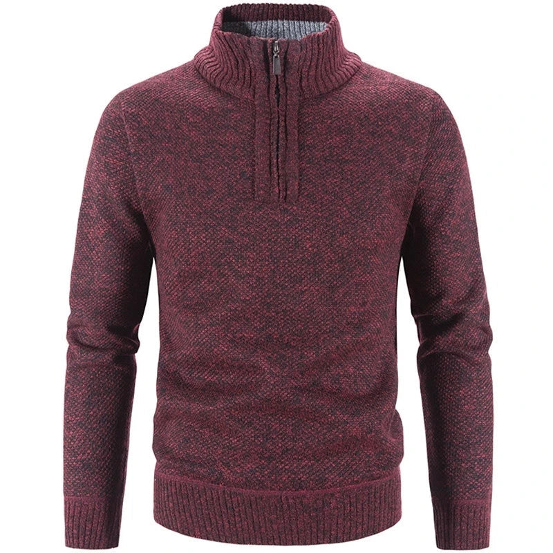 Vintage Gruby Sweter z Kołnierzem Z Zamekiem, Stojący Męski | Idealny na Jesień/Zimę
