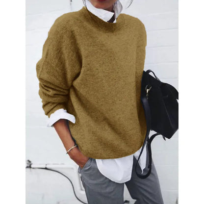 Sweter damski z dzianiny teksturowanej z okrągłym dekoltem