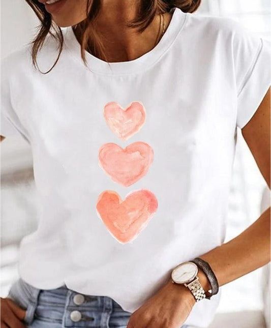 T Shirt Damski Oversize Bawełna z Ekstrawaganckim Wzorem na Lato