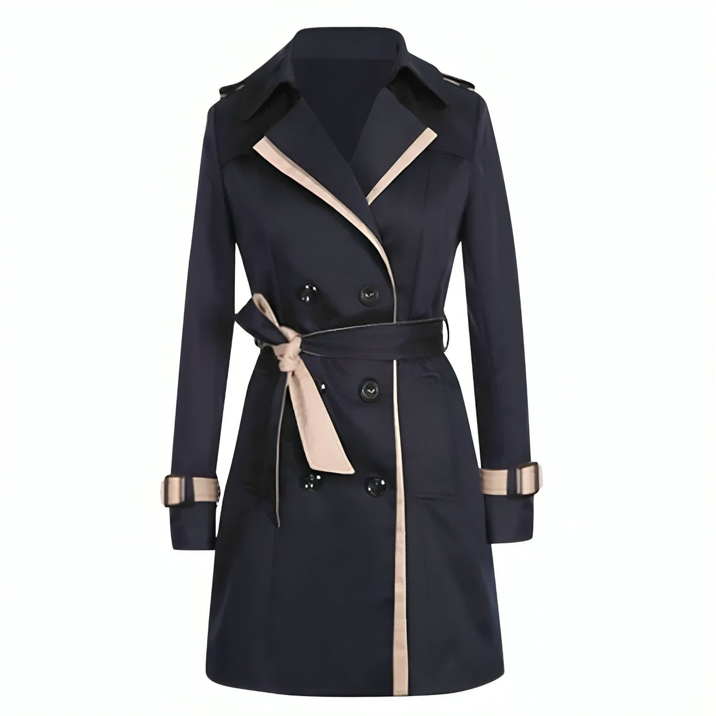 Variant image for Damski Klasyczny Trenchcoat z Wysokiej Jakości Materiału z Pasek-5