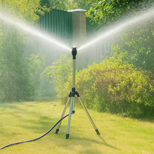 Regulowany zraszacz ogrodowy na statywie z głowicą obrotową 360