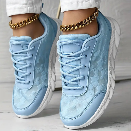 Damskie Stylowe Mesh Sneakersy z Platformą z Sznurowaniem